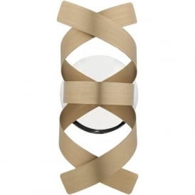 RAWLEY contemporary wall light with brushed copper ribbon detailing