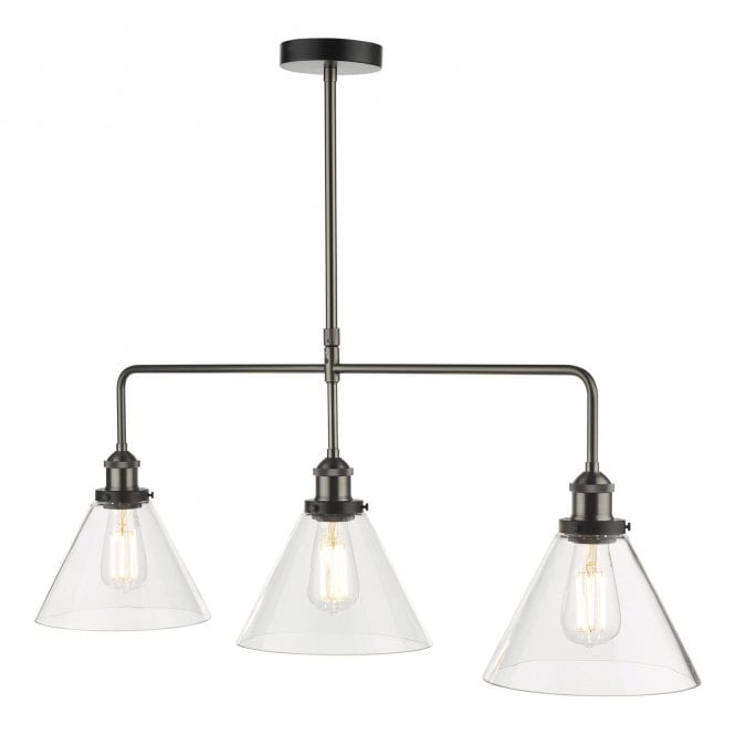 Ray Bar Pendant Antique Nickel Clear Glass