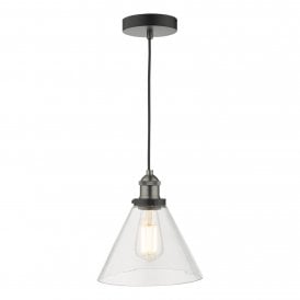 Single ceiling pendant with clear glass shade