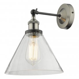 Single Wall Light Antique Nickel Clear Glass 