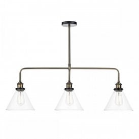 RAY vintage antique brass bar pendant ceiling light with glass shades