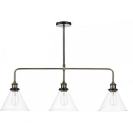RAY vintage antique brass bar pendant ceiling light with glass shades