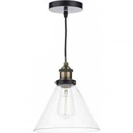 RAY vintage antique brass ceiling pendant light with glass shade