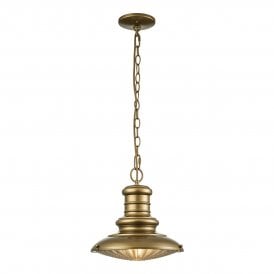REDDING STATION vintage railway style hanging porch lantern | Painted Distressed Brass | Prismatic Glass