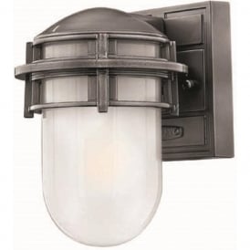 REEF mini nautical style garden wall light, silver grey haematite finish