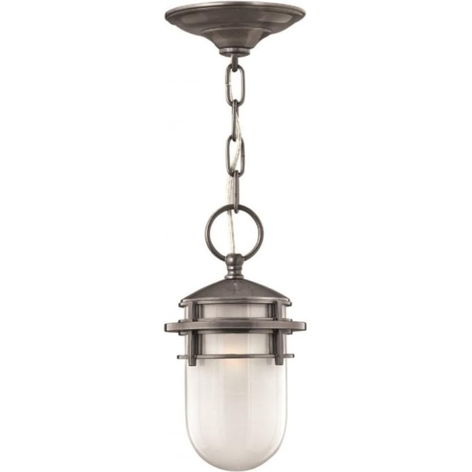 REEF silver haematite hanging porch lantern