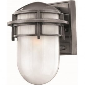 REEF small nautical style garden wall light, haematite silver grey finish