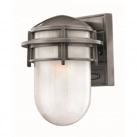 REEF small nautical style garden wall light, haematite silver grey finish