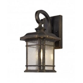 REGENCY small traditional outdoor wall lantern in black/gold finish