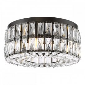 matte black and crystal flush ceiling light