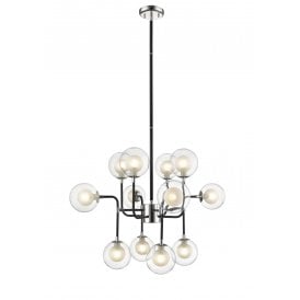 REMY 12 Light Ceiling Pendant Chrome Matt Black