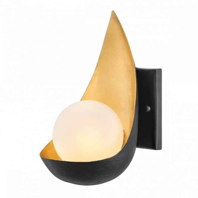 Ren 1 Light Modern Wall Light | Matte Black | Gold