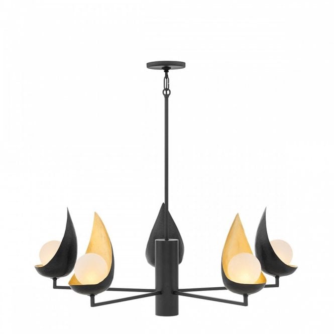 REN 5 Light Modern Chandelier | Matte Black | Gold | Dimmable