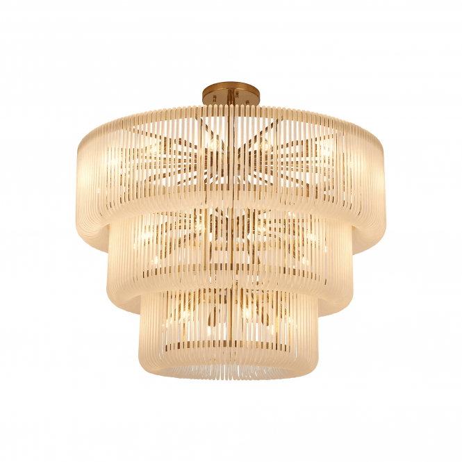 Rene 3 Tier Pendant in Brass and Frosted Glass