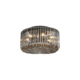 modern flush ceiling fitting finished in black and smoked glass