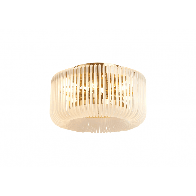 Rene 40cm Round Flush Ceiling Light in Brass and Frosted Glass