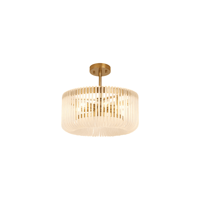 Rene 40cm Round Pendant in Brass and Frosted Glass