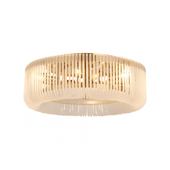 Rene 60cm Round Flush Ceiling Light in Brass and Frosted Glass