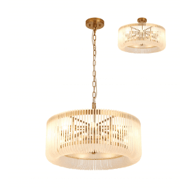 Rene 60cm Round Pendant in Brass and Frosted Glass