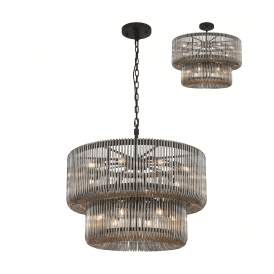two tier smoked glass chandelier 