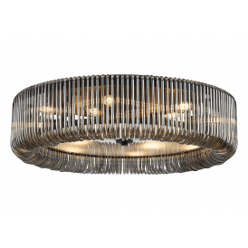 large oversized flush ceiling light fitting with smoked glass
