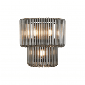 modern two tired wall light with black frosted glass ripples