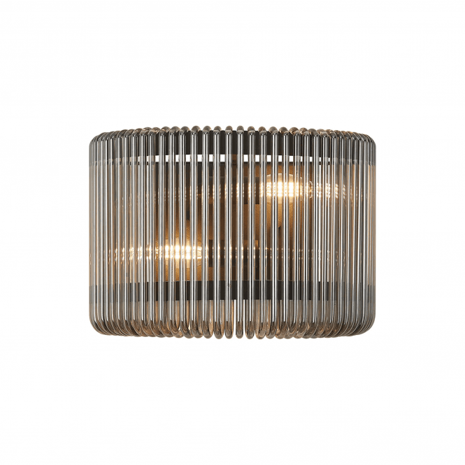 Rene Medium Wall Light in Black and Smoked Glass