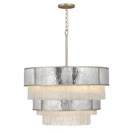 12 Light Pendant in Stainless Steel with Crystal Accents