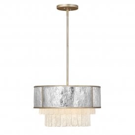 Steel and crystal 4 light pendant/ semi flush