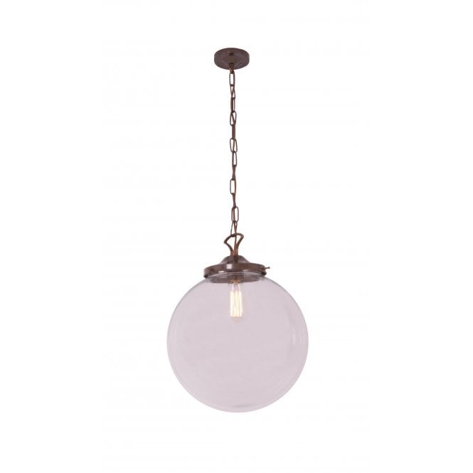 RIAD clear glass globe ceiling pendant light on antique frame - xlarge