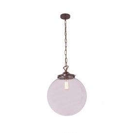 RIAD clear glass globe ceiling pendant light on antique frame - xlarge