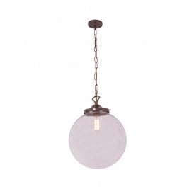 RIAD clear glass globe ceiling pendant light on antique frame - xlarge