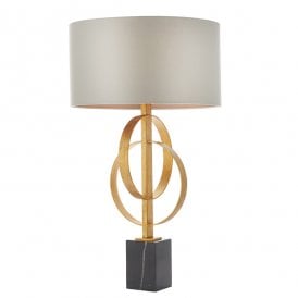 RIDLEY Double Hoop Gold Leaf Table Light With Mink Shade