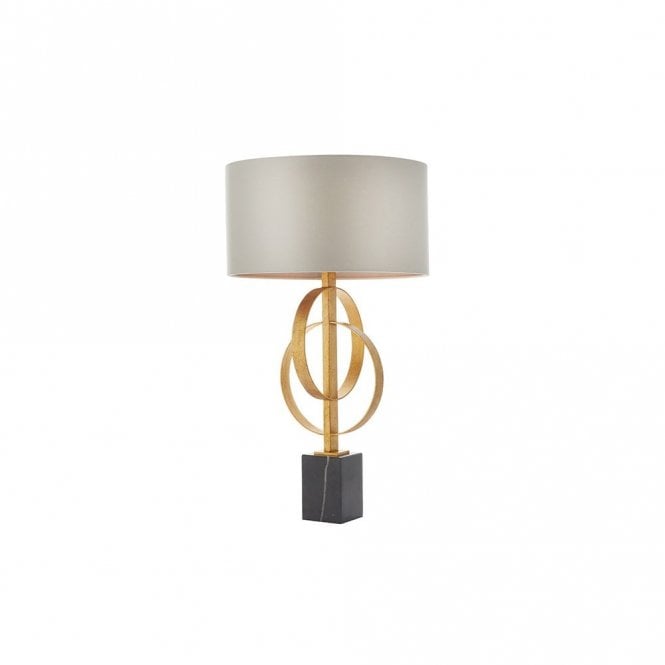 RIDLEY Double Hoop Gold Leaf Table Light With Mink Shade