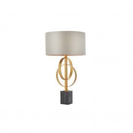 RIDLEY Double Hoop Gold Leaf Table Light With Mink Shade