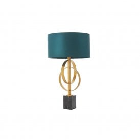 RIDLEY Double Hoop Gold Leaf Table Light With Teal Shade