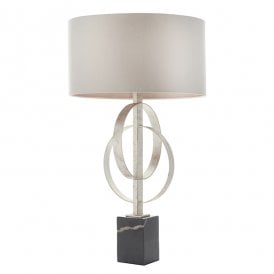 RIDLEY Double Hoop Silver Leaf Table Light With Mink Shade