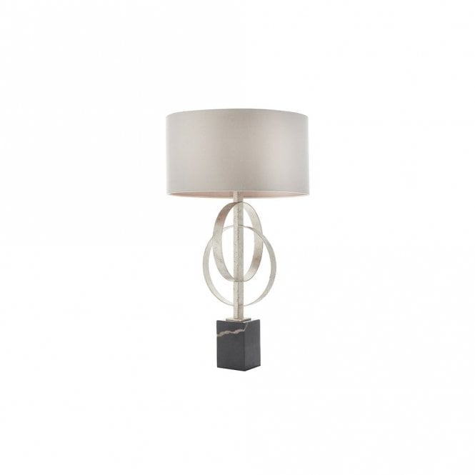 RIDLEY Double Hoop Silver Leaf Table Light With Mink Shade