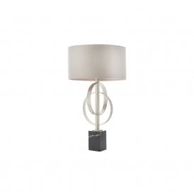 RIDLEY Double Hoop Silver Leaf Table Light With Mink Shade