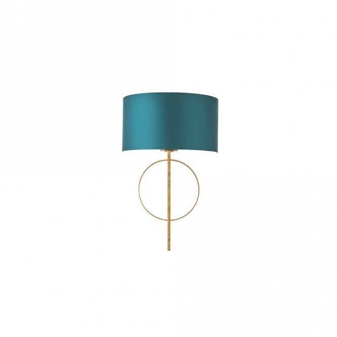 RIDLEY Hoop Gold Leaf Wall Light With Teal Shade