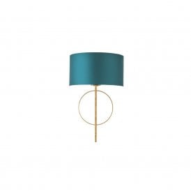 RIDLEY Hoop Gold Leaf Wall Light With Teal Shade