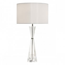 RISHA modern hourglass crystal table lamp with ivory shade