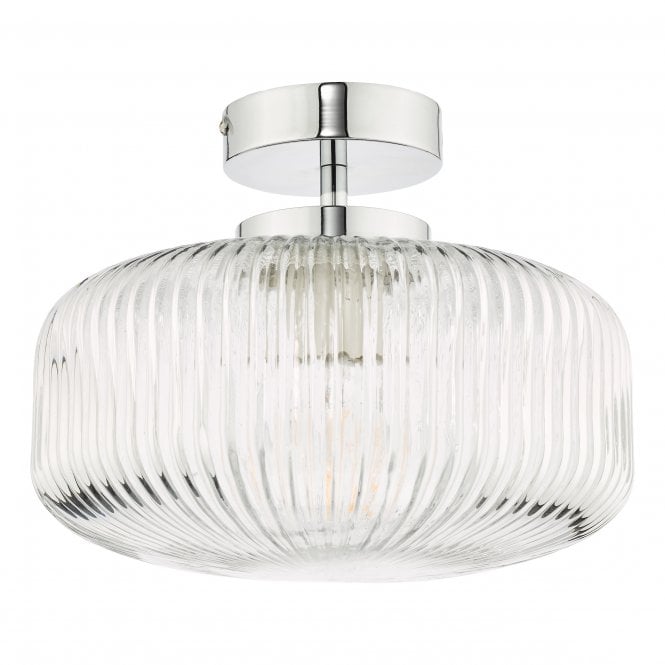 Riva Bathroom Semi Flush Ceiling Light In Polished Chrome