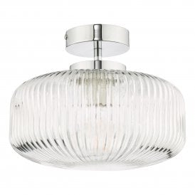 ribbed glass flush bathroom light 
