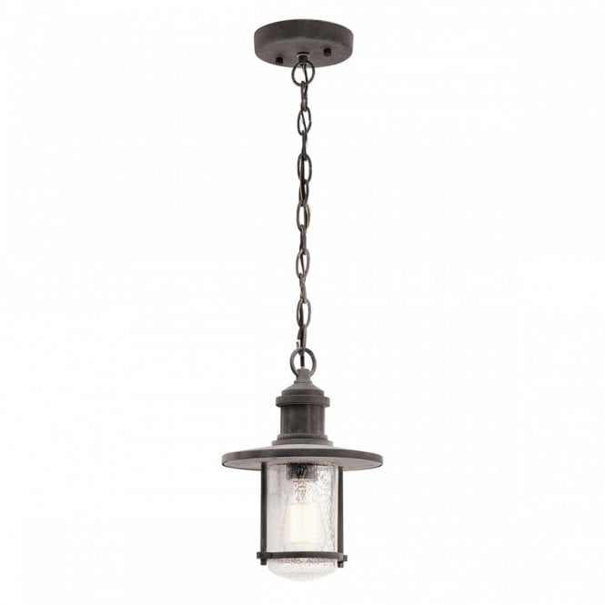 RIVERWOOD rustic weathered zinc hanging porch lantern
