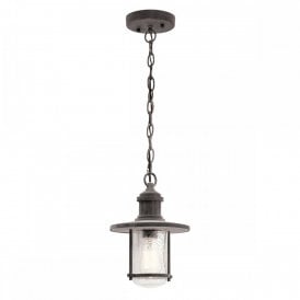 RIVERWOOD rustic weathered zinc hanging porch lantern