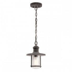 RIVERWOOD rustic weathered zinc hanging porch lantern