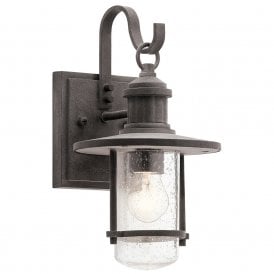 RIVERWOOD rustic weathered zinc outdoor wall lantern - small