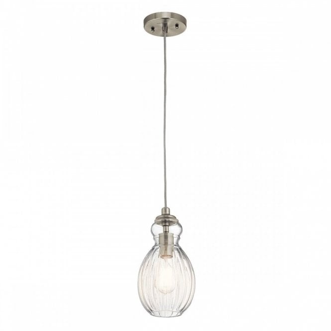 RIVIERA ceiling pendant on brushed nickel suspension with tulip shaped glass shade