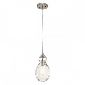 RIVIERA ceiling pendant on brushed nickel suspension with tulip shaped glass shade